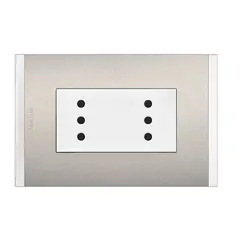 BTICINO - Enchufe Duplex 2P+T 10A 250V Metal Aluminio Nobile