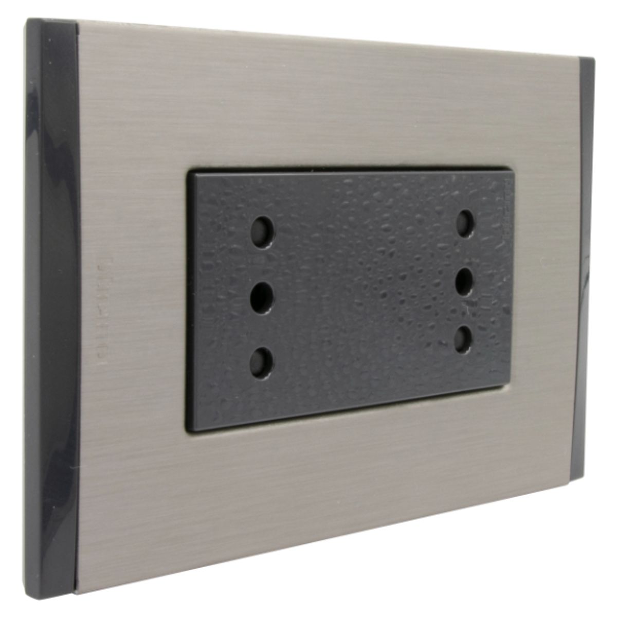 BTICINO - Enchufe Duplex Bticino 2P+T 10A 250V Metal Titanio Nobile