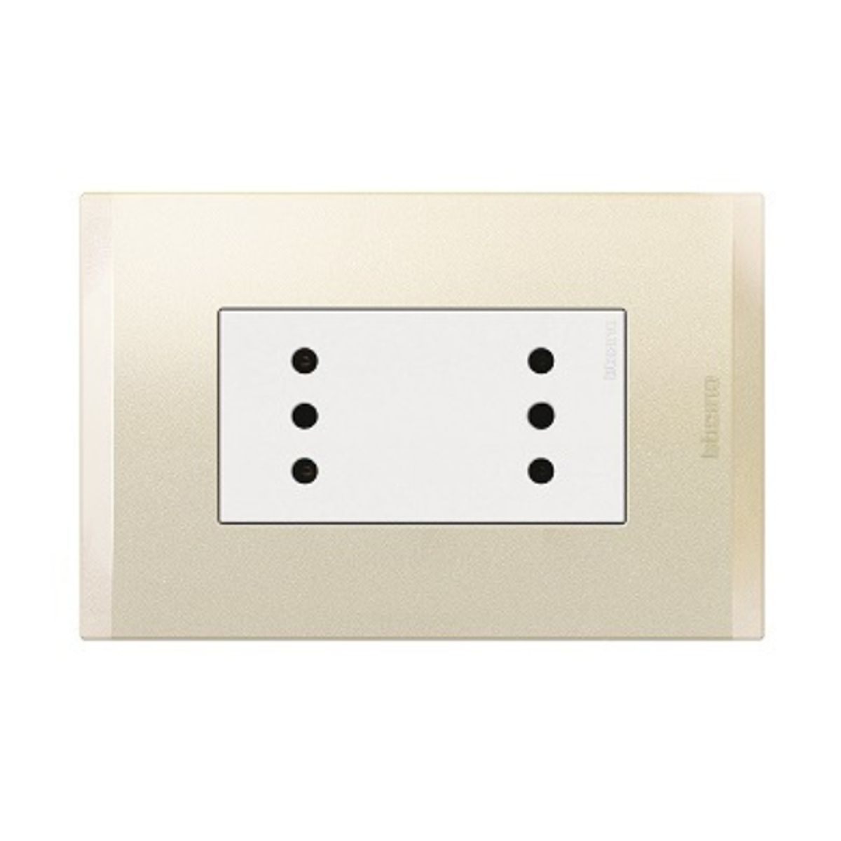 BTICINO - Enchufe Duplex Bticino 2P+T 10A 250V Blanco Perla Nobile