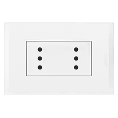 BTICINO - Enchufe Duplex 2P+T 10A 250V Blanco Nobile