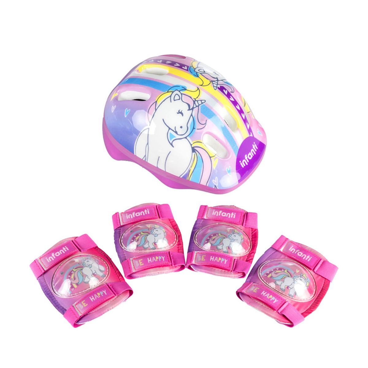 INFANTI - Set de Casco y Rodilleras Pink Infanti