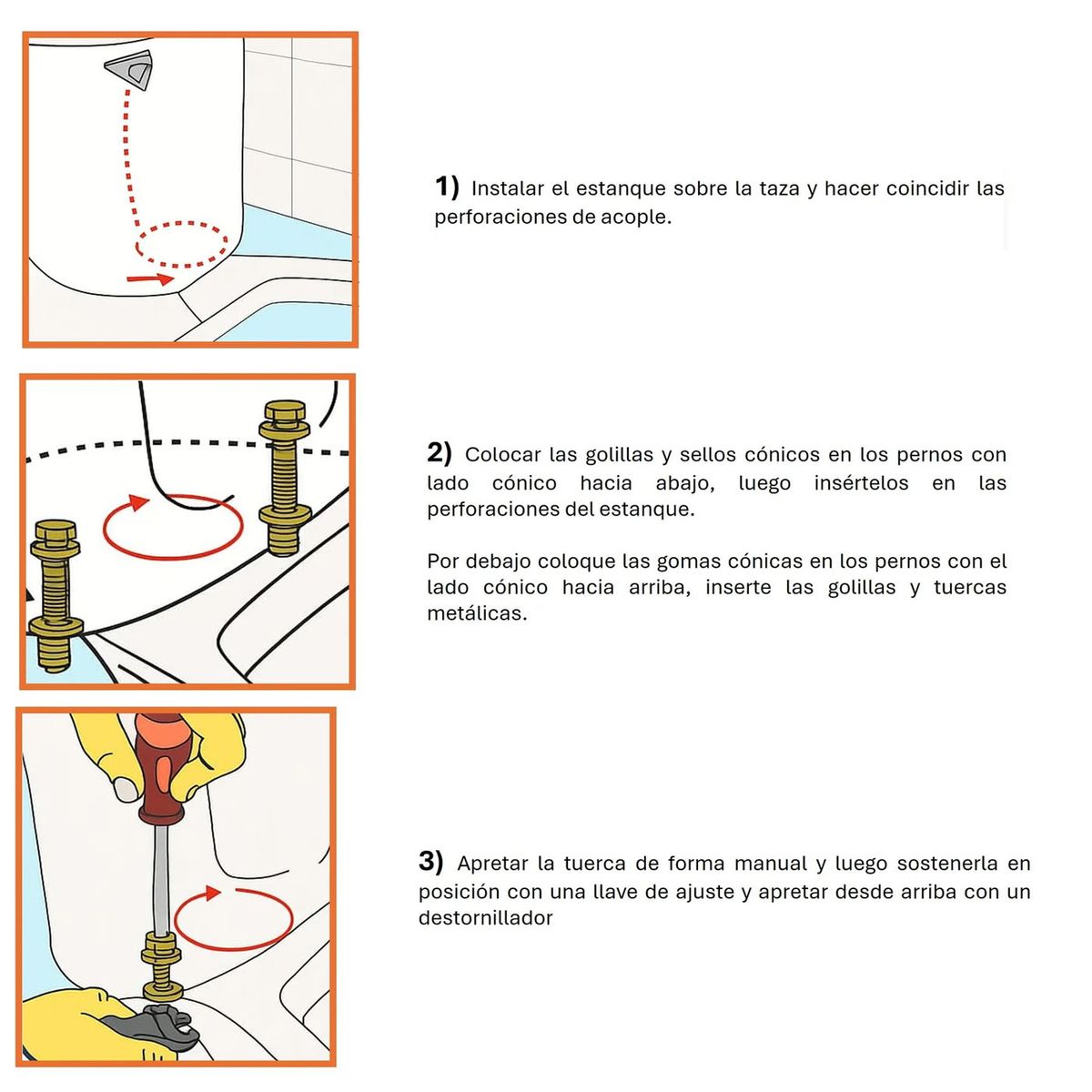 HOFFENS - Kit Pernos de Fijación de Estanque Taza WC