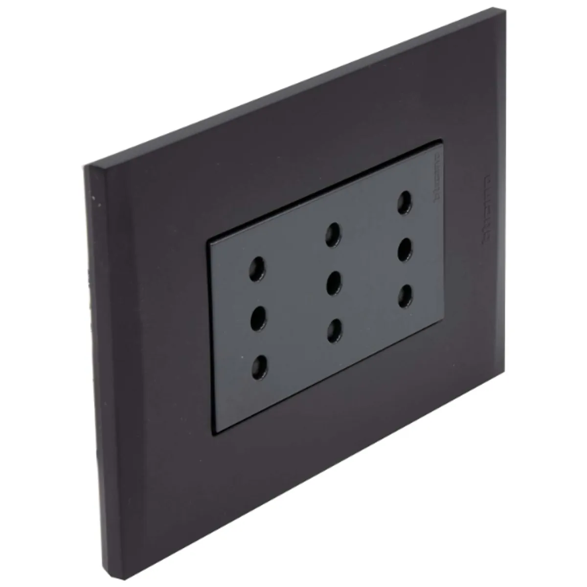 BTICINO - Enchufe Triplex Bticino 2P+T 10A 250V Antracita Black Nobile