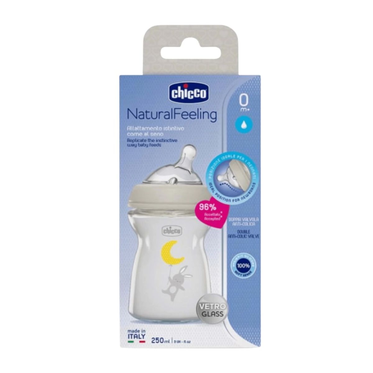 CHICCO - Mamadera Natural CHICCO Feeling Vidrio 250ml 0m+