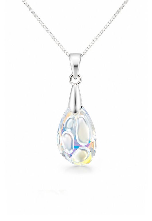 Collar Nina Plata Italiana 925 creado cristales de Swarovski Aurora Boreal Blanco TALLA UNICA