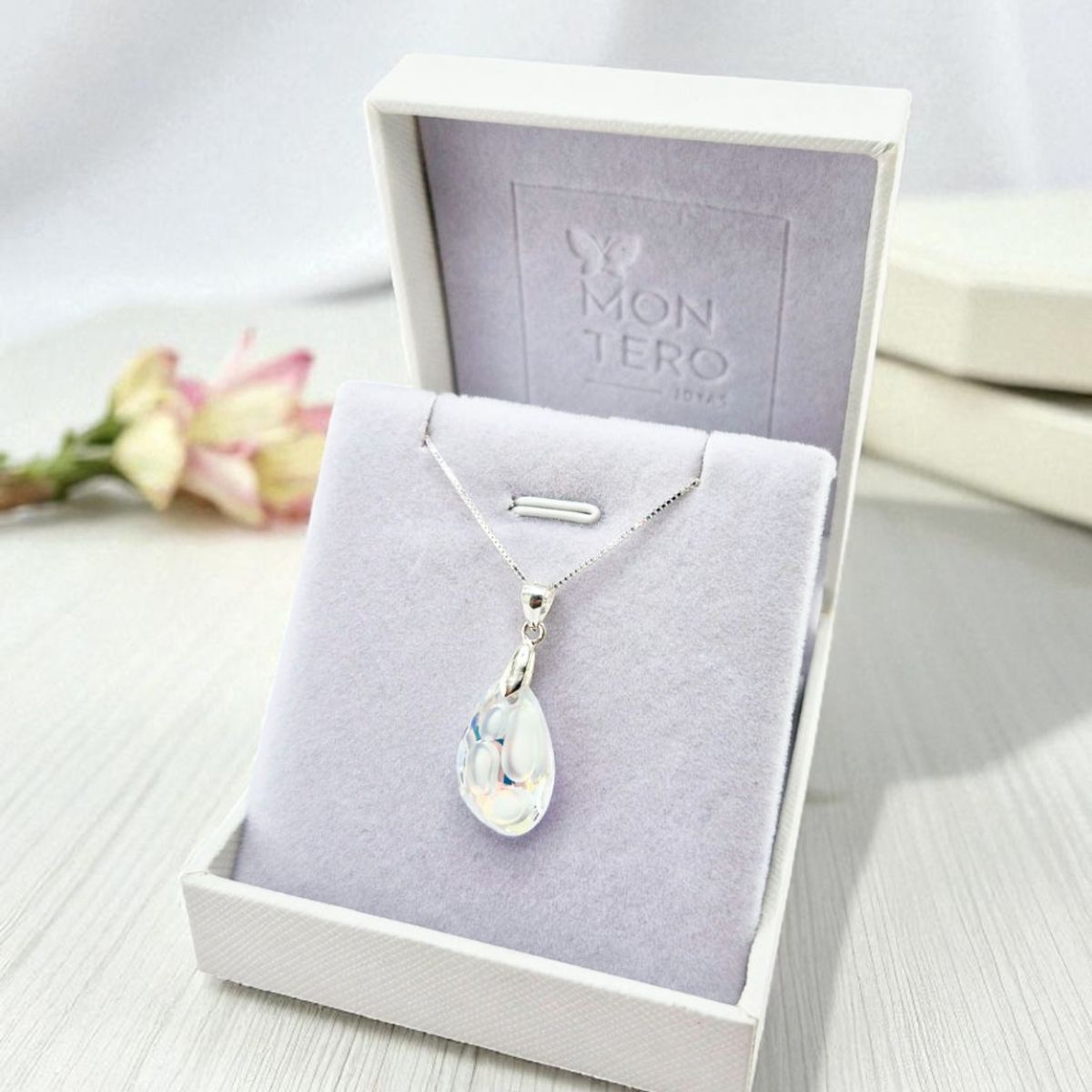 JOYAS MONTERO - Collar Nina Plata Italiana 925 creado cristales de Swarovski® Aurora Boreal