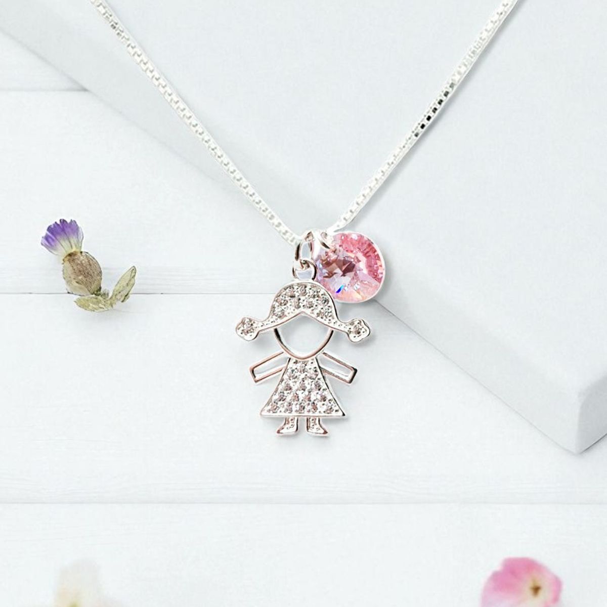 JOYAS MONTERO - Collar Niña Plata 925 creado cristales de Swarovski® Light Rose