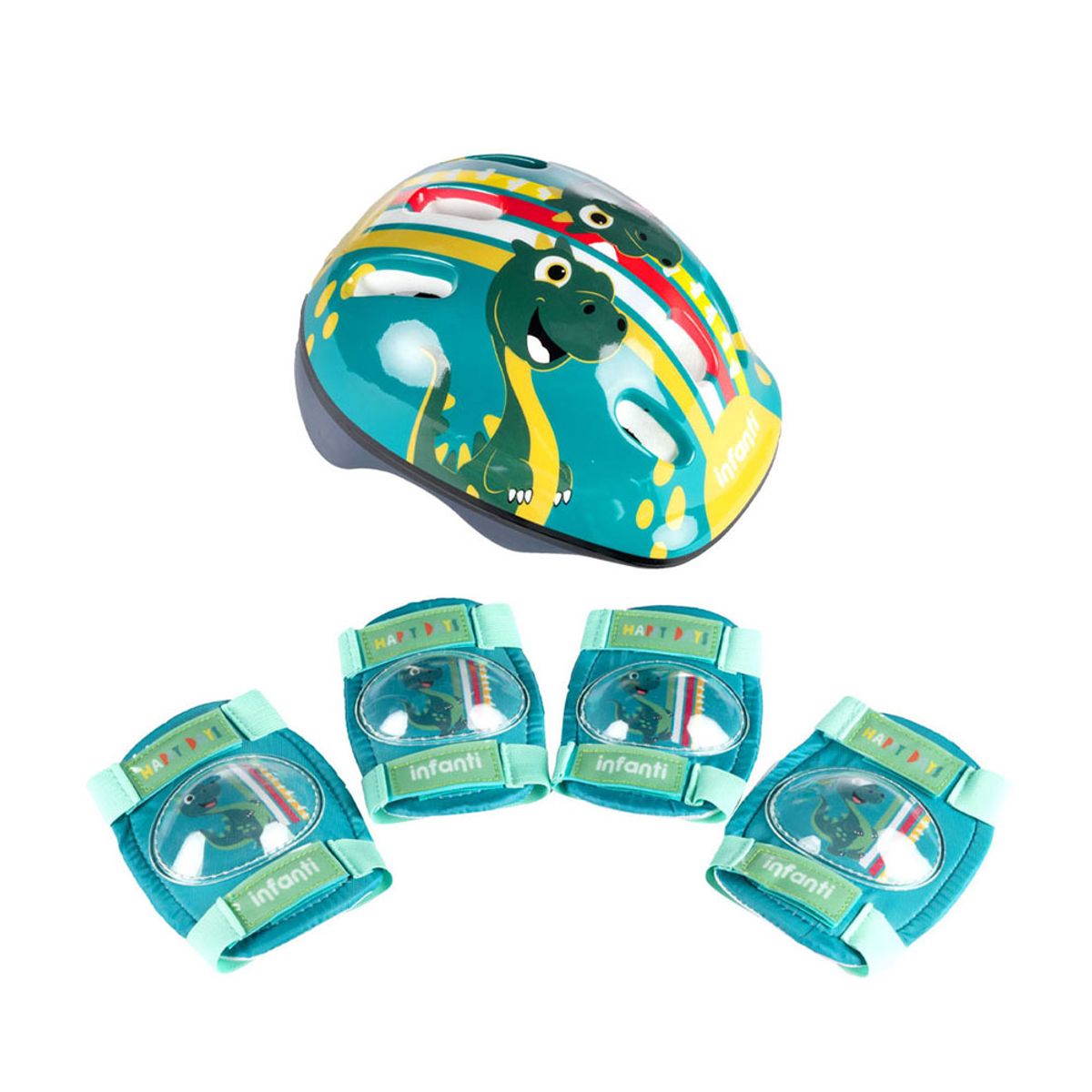 INFANTI - Set de Casco y Rodilleras Green Infanti