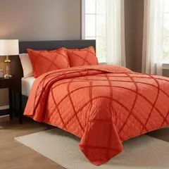 TODOHOGAR SANTIAGO DE CHILE - Cubrecama microfibra con vuelos KING - NARANJO