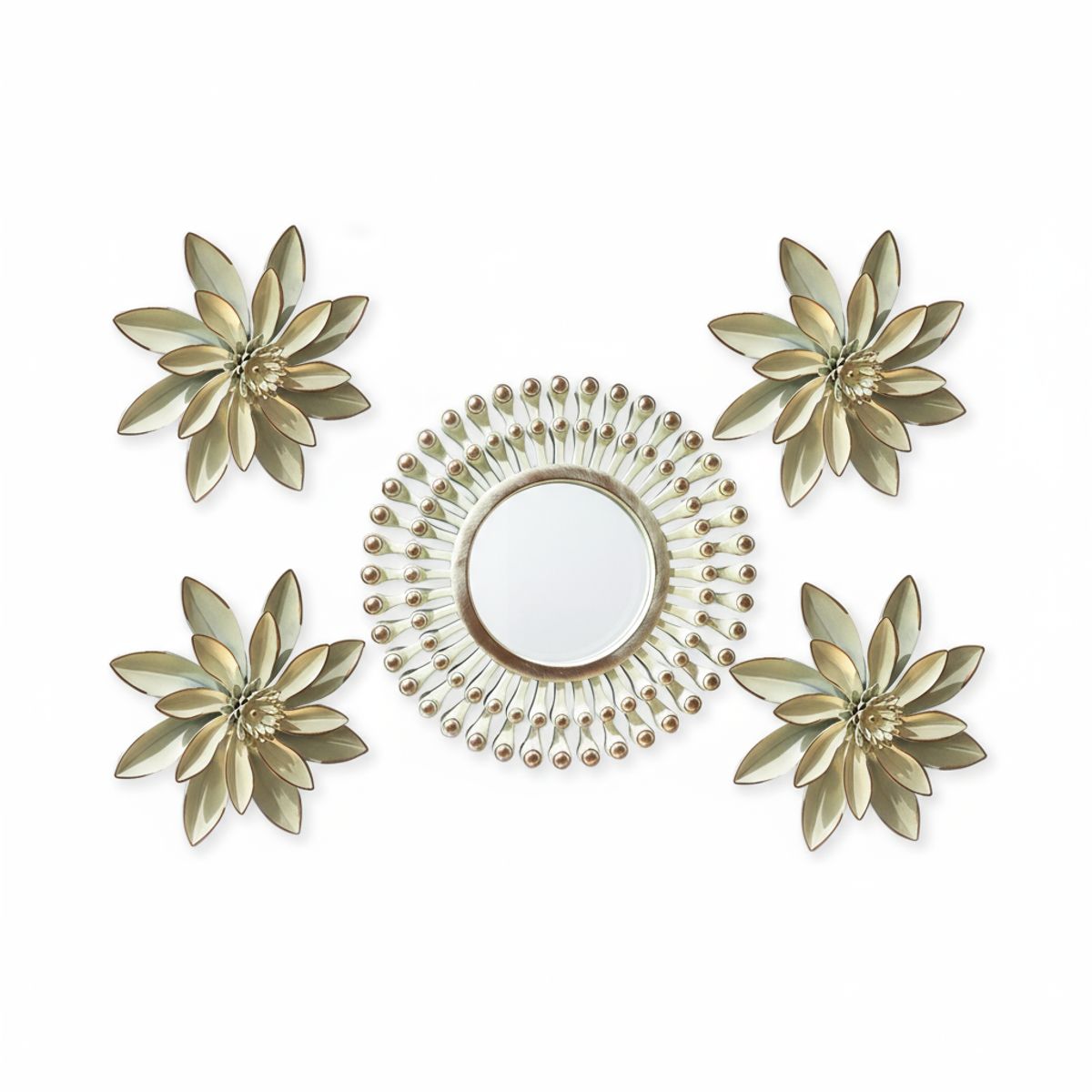 GENERICO - SET DECORATIVO FLORES Y ESPEJO