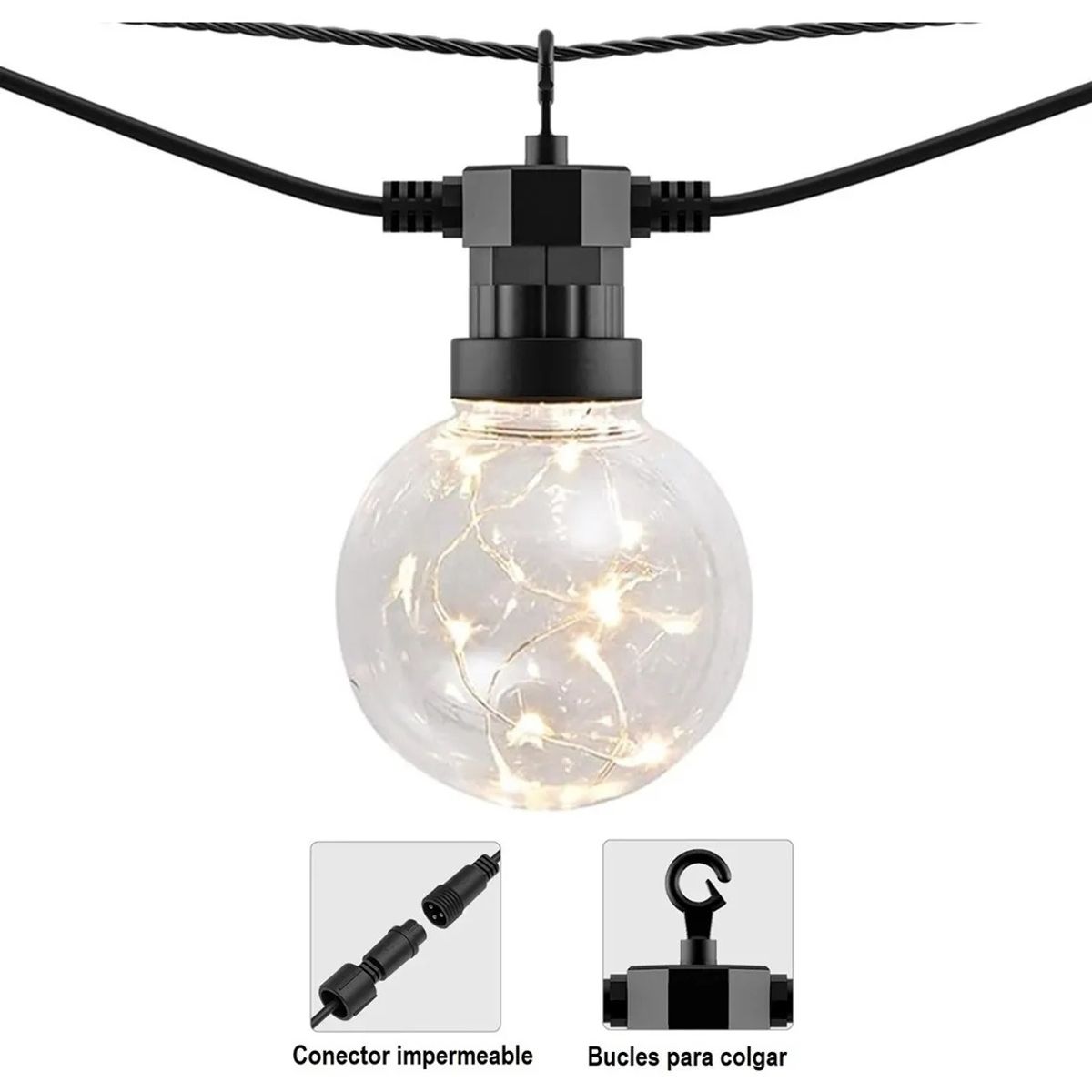 GENERICO - Luces Terraza Solar Luces Guirnalda Luces Exterior Luz Navidad