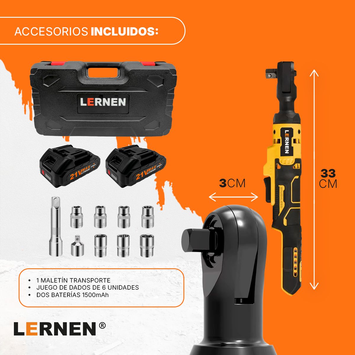 LERNEN - Llave Chicharra eléctrica Inalámbrica PRO + 2 baterías + 6 dados