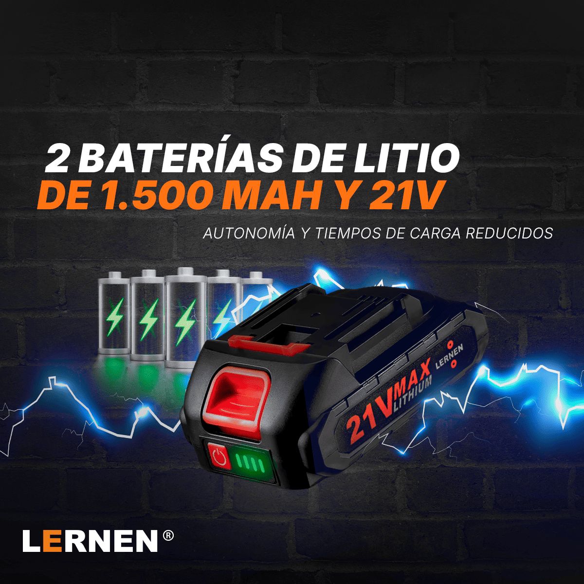 LERNEN - Llave Chicharra eléctrica Inalámbrica PRO + 2 baterías + 6 dados