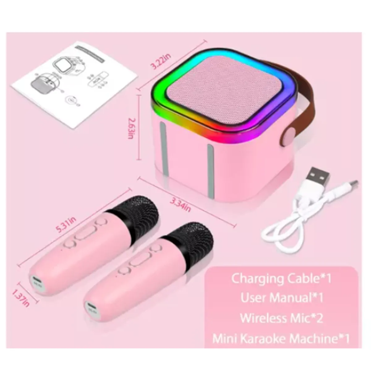 GENERICO - Altavoz Bluetooth Inalámbrico Con Micrófono Para Niños ROSA