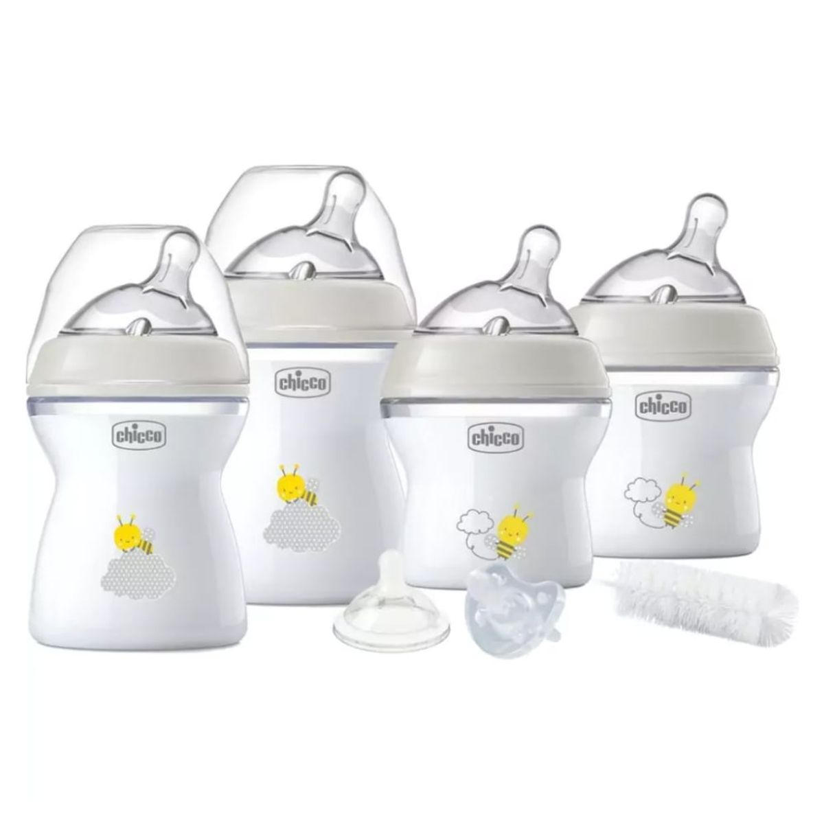 CHICCO - Set Recién Nacido Natural Feeling 4 Mamadera más chupete CHICCO
