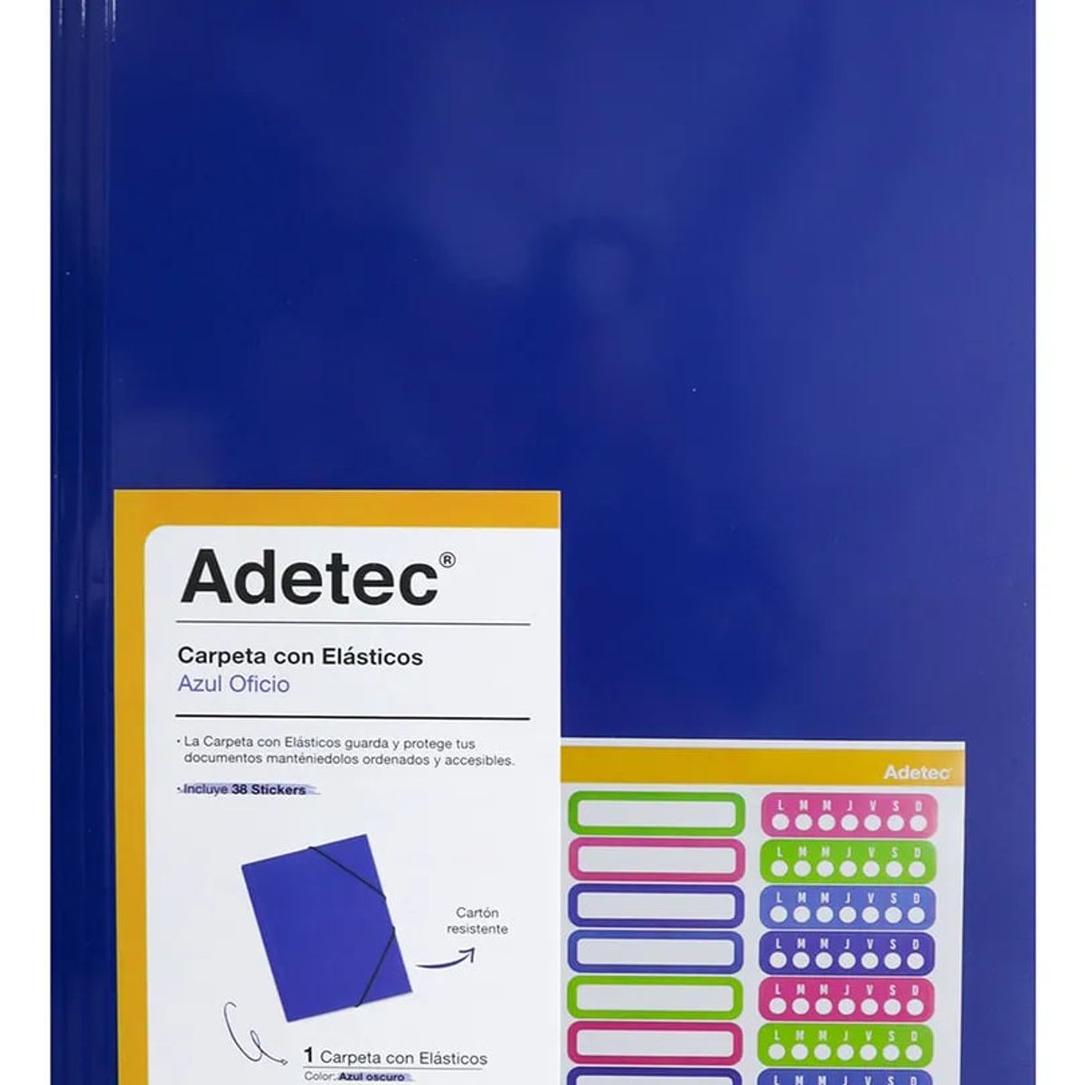 ADETEC - Carpeta Adetec Oficio Con Elástico 1 Unidad - Azul Oscuro