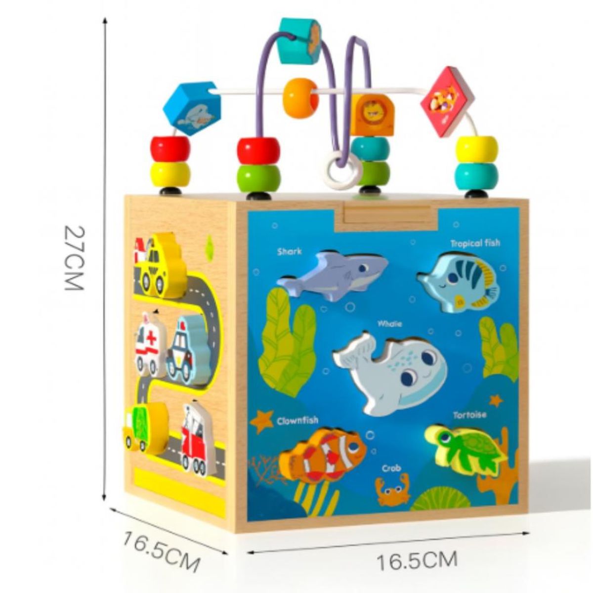 GENERICO - Cubo Interactivo Montessori 7 en 1 con Figuras y Laberinto