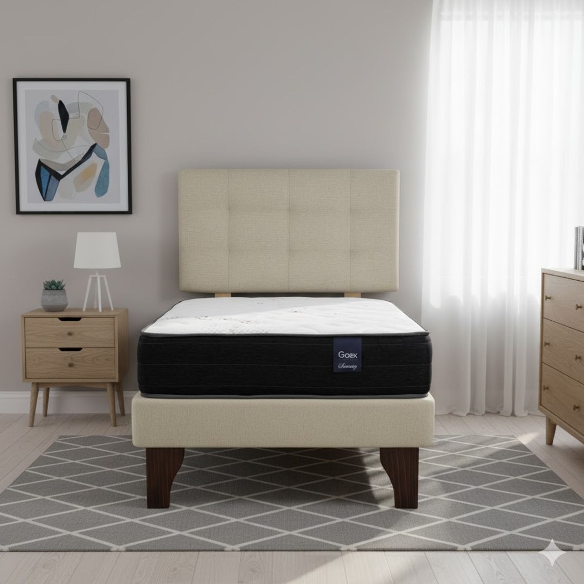 GAEX - Cama Europea 1 Plaza 190 Respaldo Ginebra