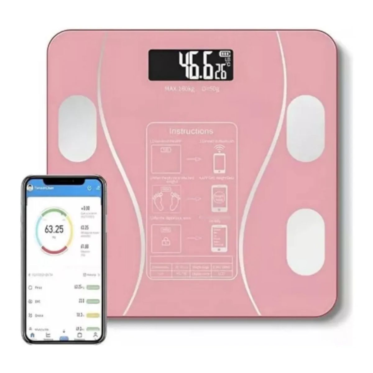 GENERICO - Balanza de Baño Digital con Bluetooth y App para Smartphone