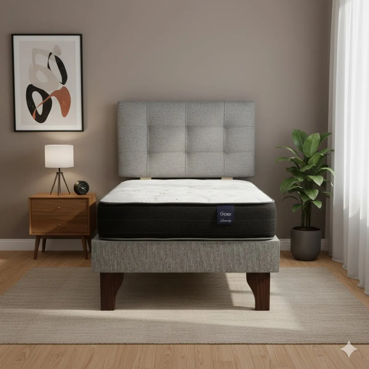 GAEX - Cama Europea 1 Plaza 190 Respaldo Ginebra