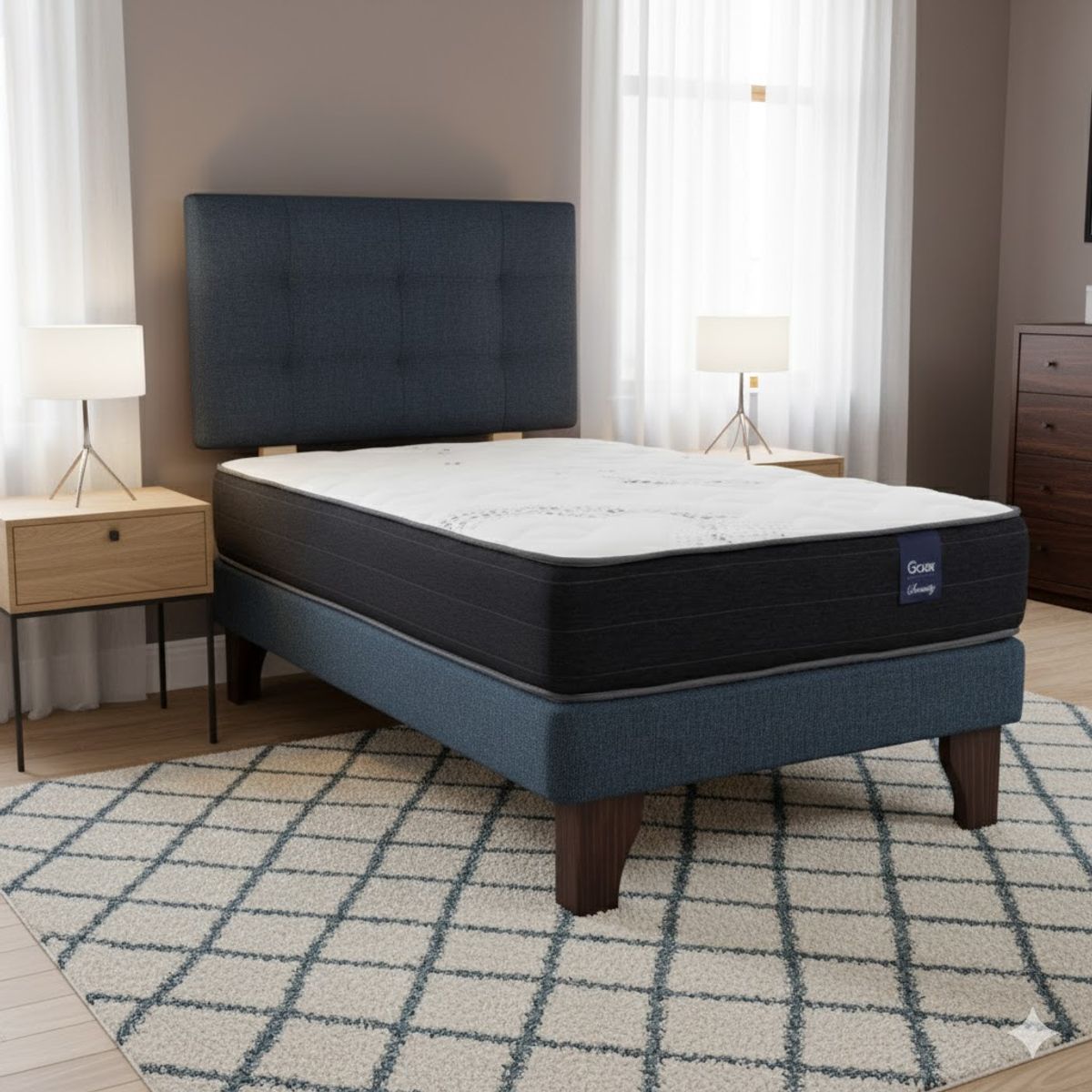 GAEX - Cama Europea 1 Plaza 190 Respaldo Ginebra