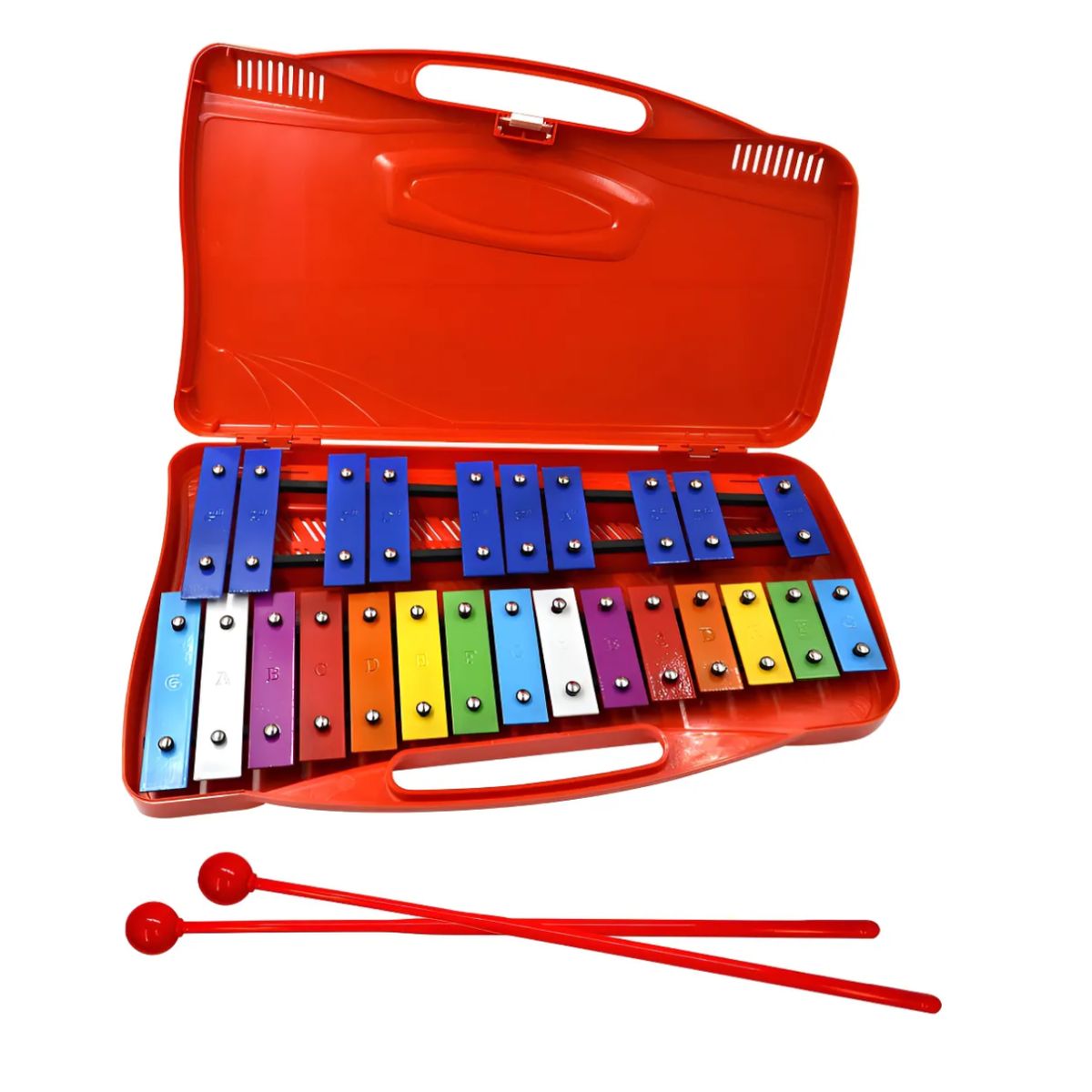 GENERICO - Metalófono Cromático De Colores Maletín Portátil Para Niños Rojo