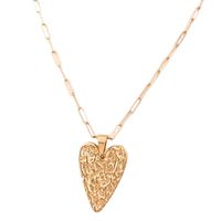 Collar Cadena Eslabones Corazón - Acero Dorado - joyascuaurcl