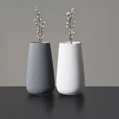 RE DECORA - Jarrón Cilíndrico Porcelana Gris 30cm