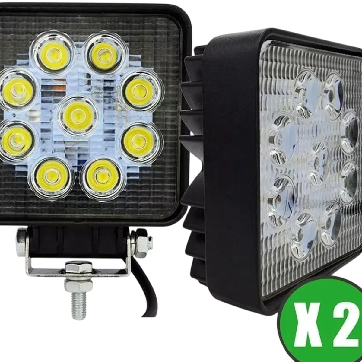 GENERICO - Packs 2 Pzas Foco Neblinero Led Cuadrado 9 Led Faenero 12-24