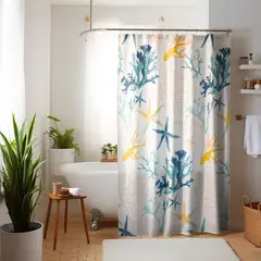 NAUTICA - Cortina para baño poliéster 180x180cm diseño corales de mar
