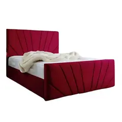 GENERICO - Base de Cama Americana Doble Respaldo Full Eco Cuero Burdeo