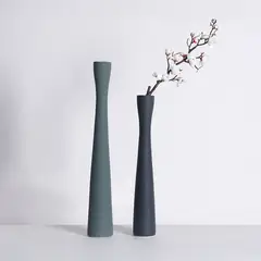 RE DECORA - Jarrón de Cerámica Largo Delgado Azul 42cm