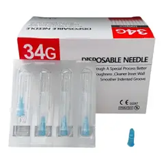 GENERICO - Agujas Hipodérmicas 100 Un 34g X 4mm (mesoterapia)