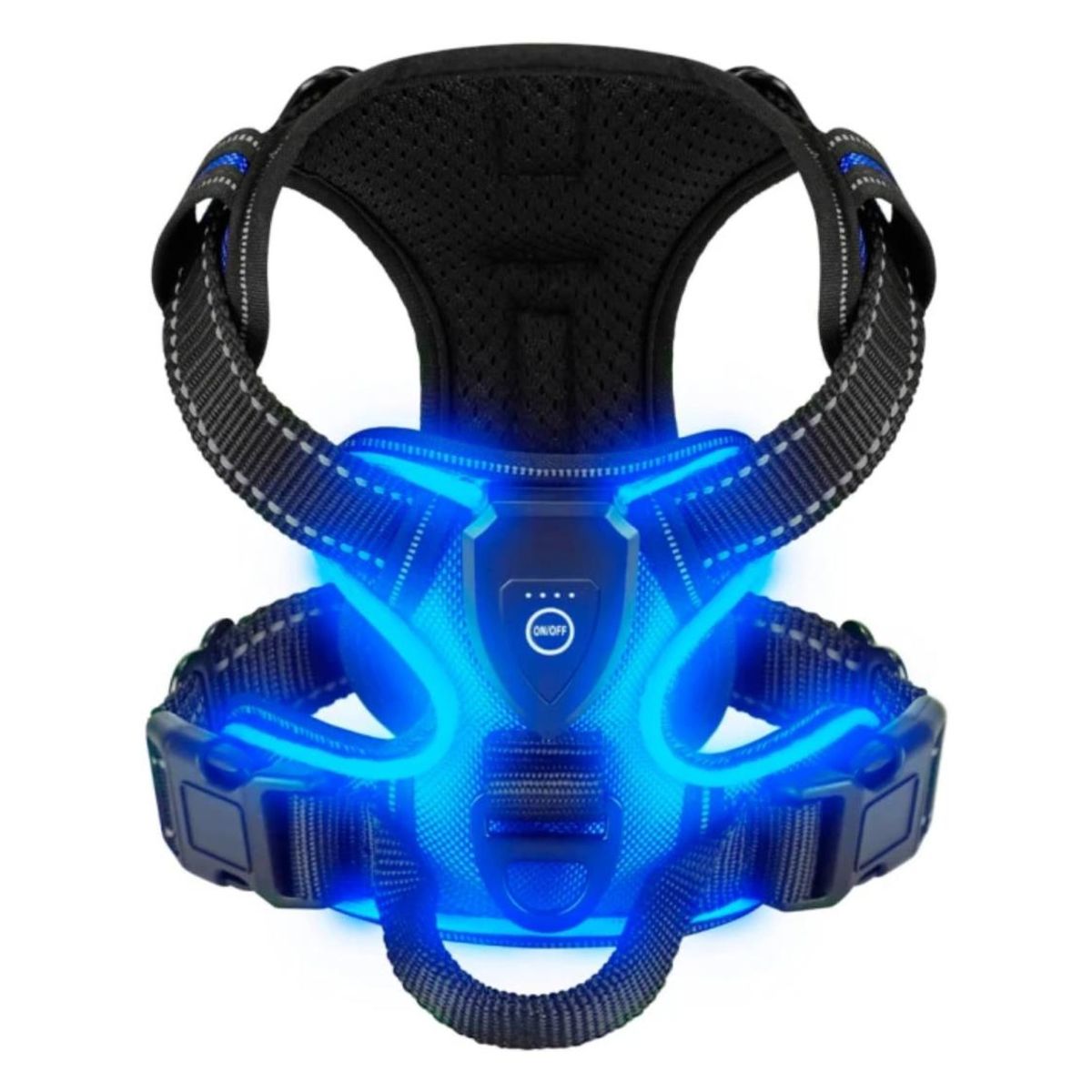 GENERICO - Arnés Luz LED Azul para Perro Mediano USB-C Talla M