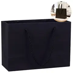 GENERICO - 15 Bolsas Cartón Lujo Para Regalo Ecológicas Colores Negras 43 X 32 x 14 cm