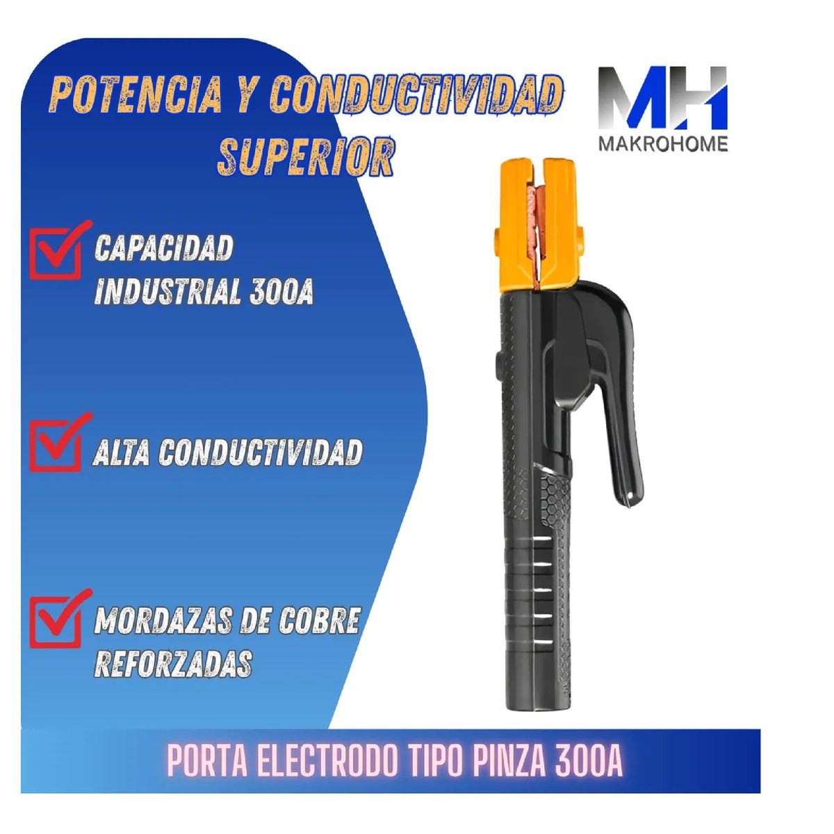 INGCO - Porta Electrodo Tipo Pinza Ingco 300a Calidad Profesional.