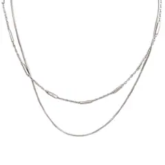 GENERICO - Collar doble de acero Plateado