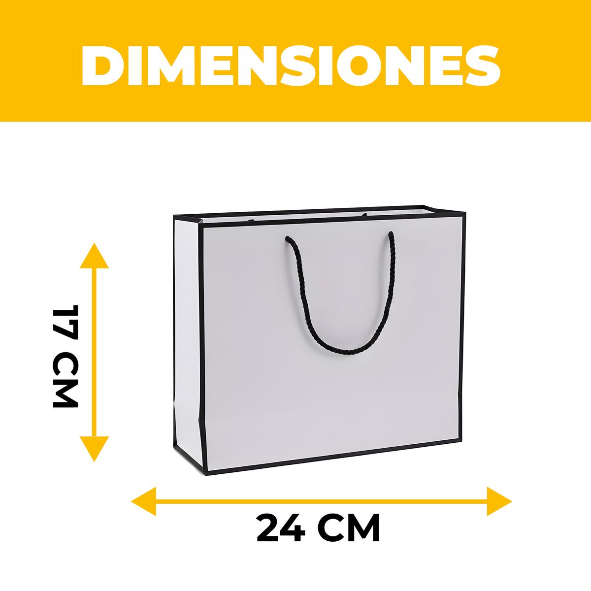 GENERICO - 15 Bolsas Cartón Lujo Para Regalo Ecológicas Blanco y Negro 43 X 32 x 14 cm