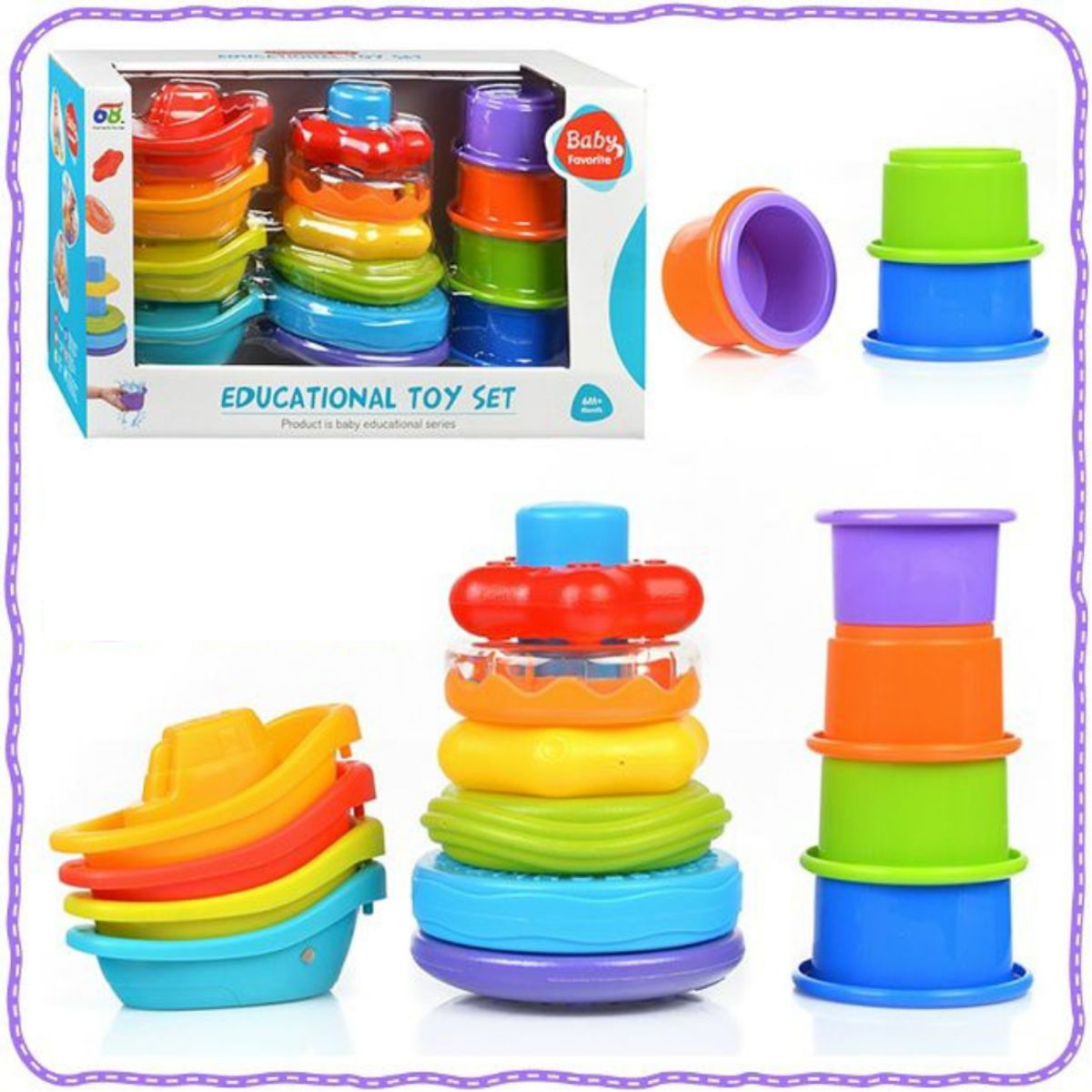 GENERICO - Juego Sensorial Apilable 3 En 1 Bebés Multicolor
