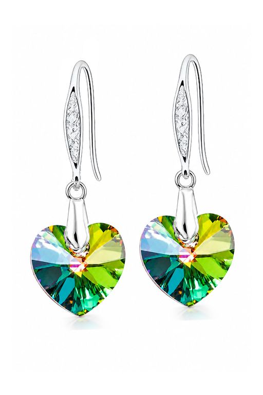 Aros Gran Romance Plata 925 creado con cristales de Swarovski Vitral Medium Verde TALLA UNICA
