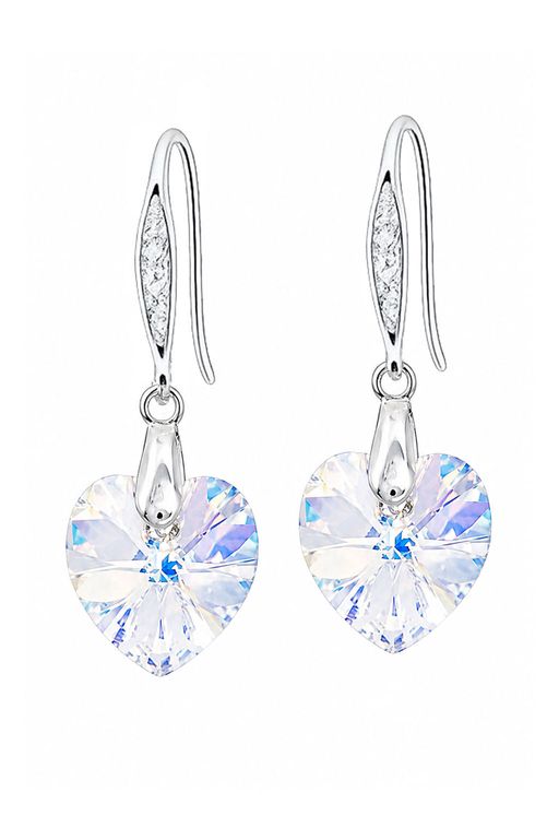 Aros Gran Romance Plata 925 creado con cristales de Swarovski Aurora Boreal Blanco TALLA UNICA