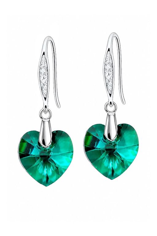 Aros Gran Romance Plata 925creado con cristales de Swarovski Emerald Verde TALLA UNICA