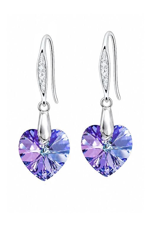 Aros Gran Romance Plata 925 creado con cristales de Swarovski Vitral light Morado TALLA UNICA