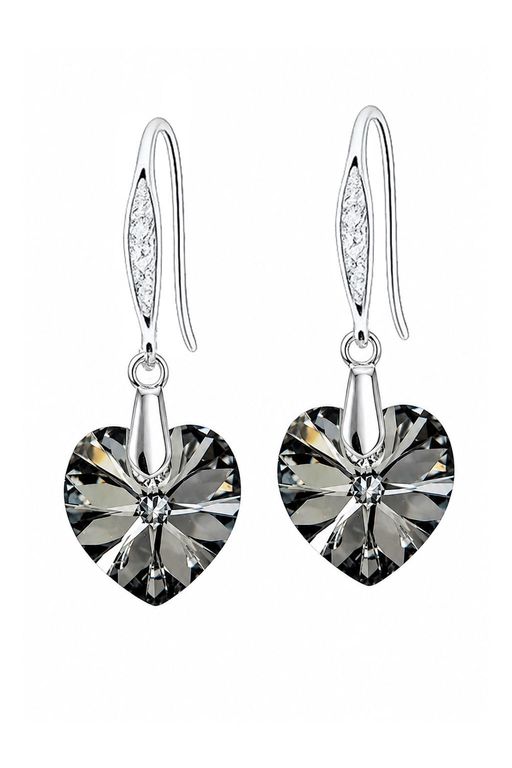 Aros Gran Romance Plata 925 creado con cristales de Swarovski Silver Night Negro TALLA UNICA