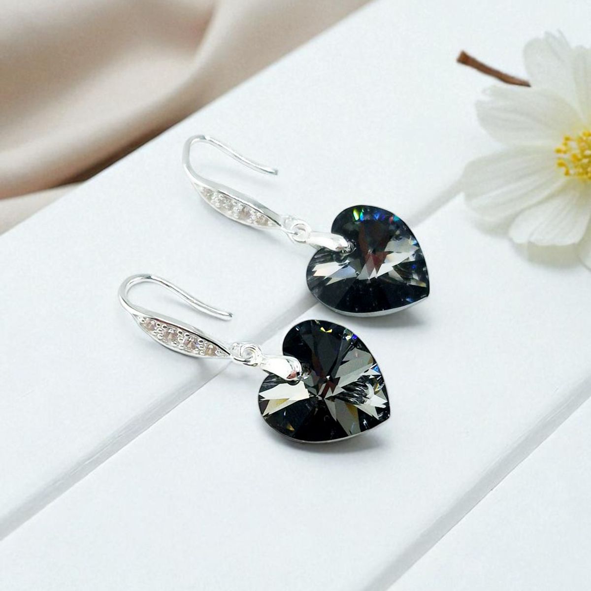 JOYAS MONTERO - Aros Gran Romance Plata 925 creado con cristales de Swarovski® Silver Night
