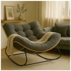 HOMER DESIGN - Sillon Mecedor Silla Mecedora Sitial Moderna Talla Xl tejido