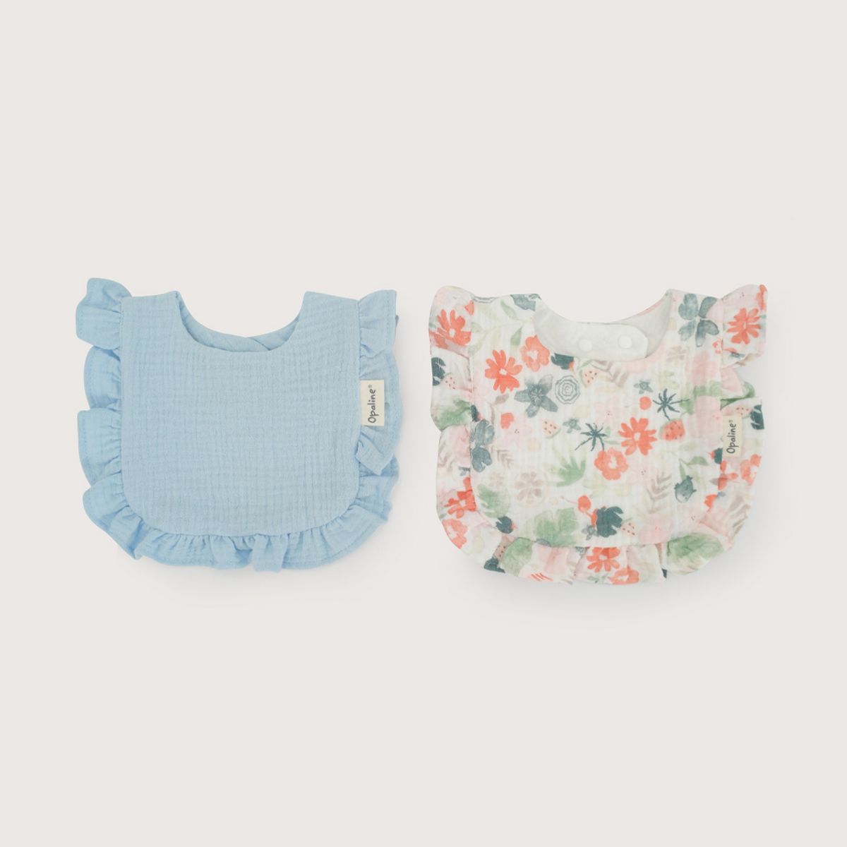 OPALINE - Pack 2 babero muselina celeste