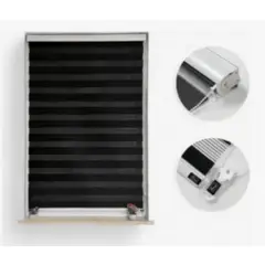 HOMEY - CORTINA ROLLER DUO ZEBRA NEGRO - PERSIANA DIA Y NOCHE 60CMx200CM