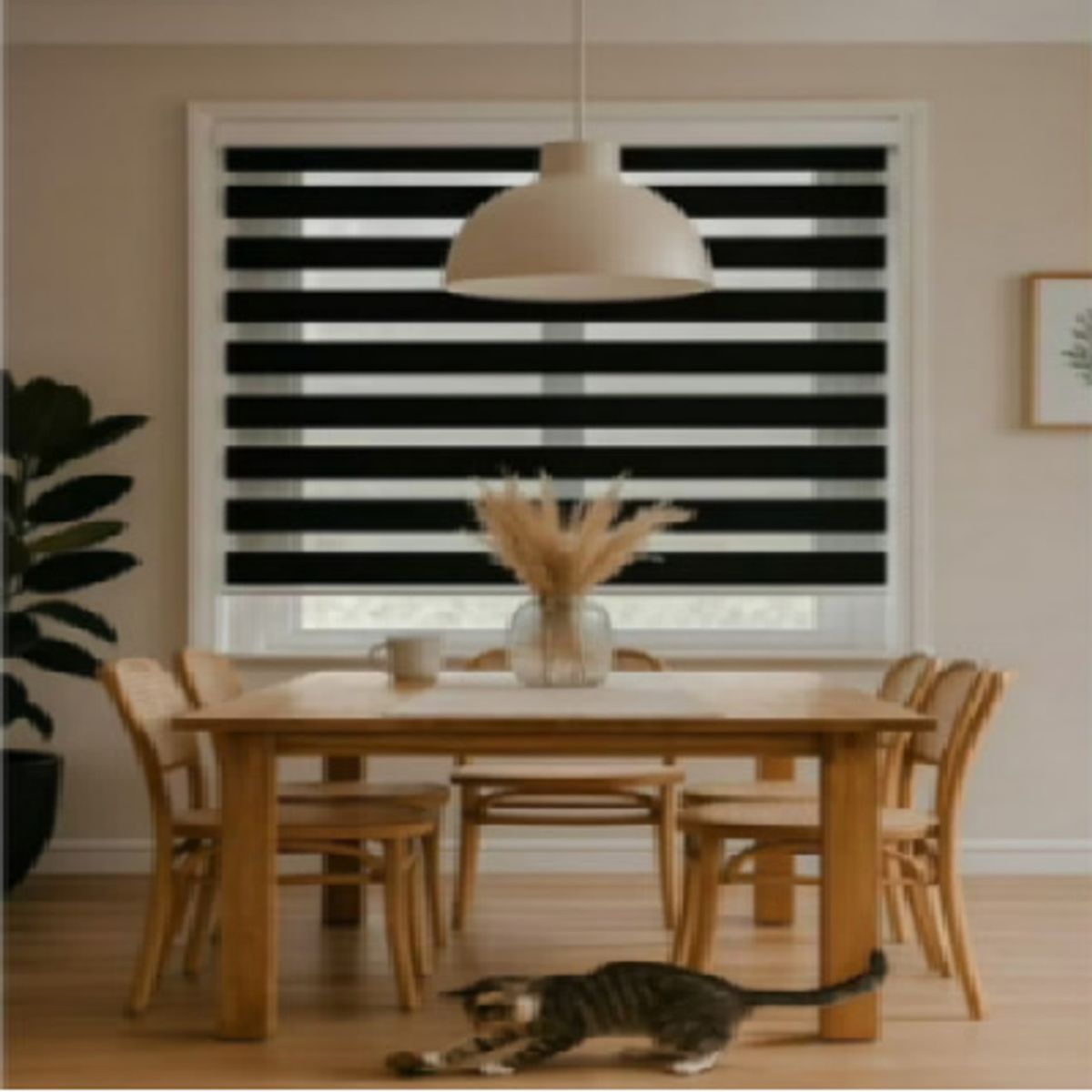 HOMEY - CORTINA ROLLER DUO ZEBRA NEGRO - PERSIANA DIA Y NOCHE 60CMx200CM
