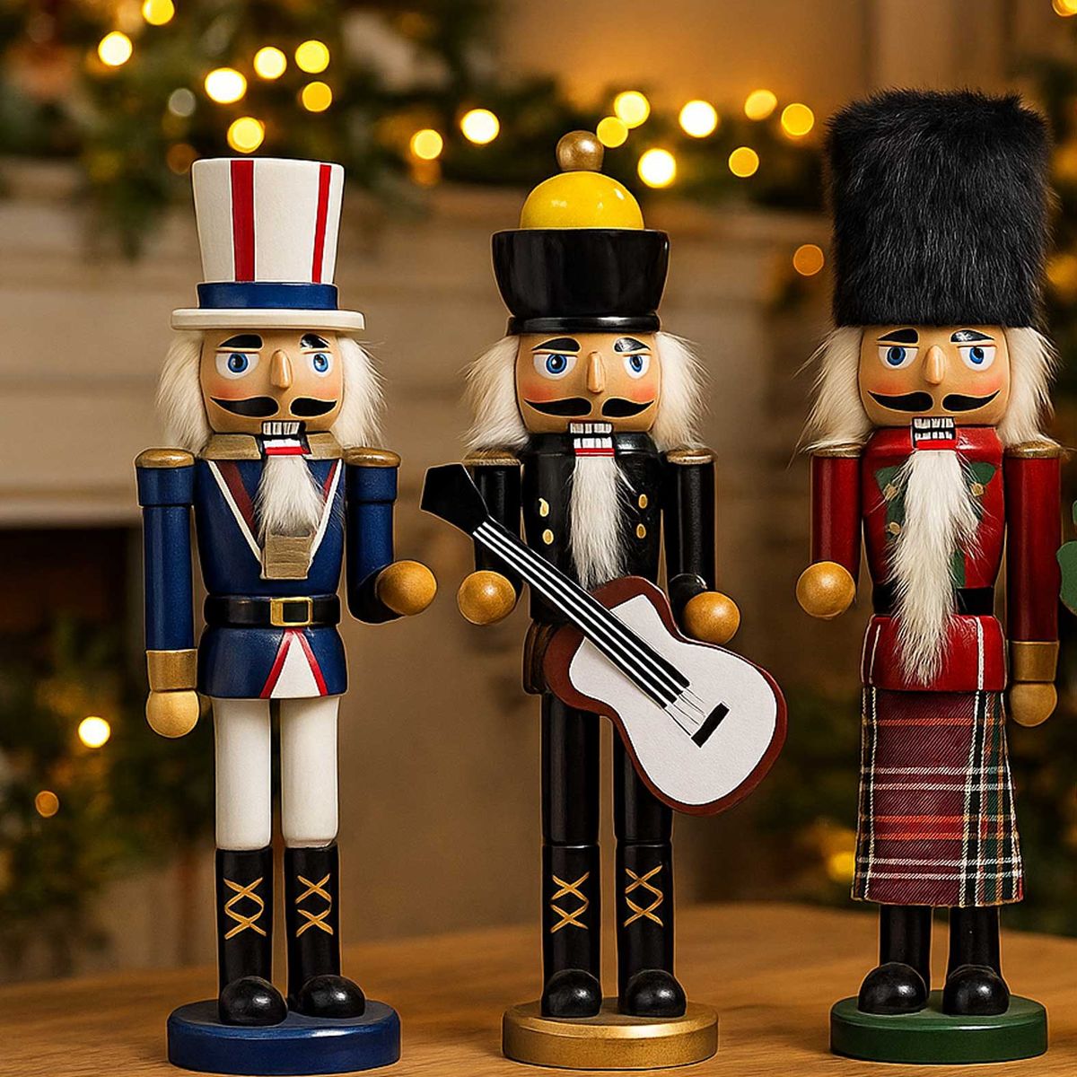 GENERICO - Cascanueces Madera 25cm Estilo Clásico Navideño Guitarra